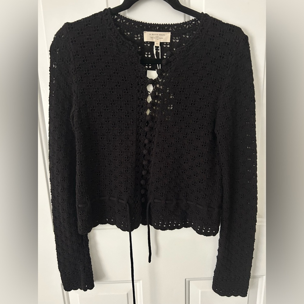 Sézane Martie Cardigan XS Black | NWT | Sold Out | Organic Cotton - Picture 4 of 15
